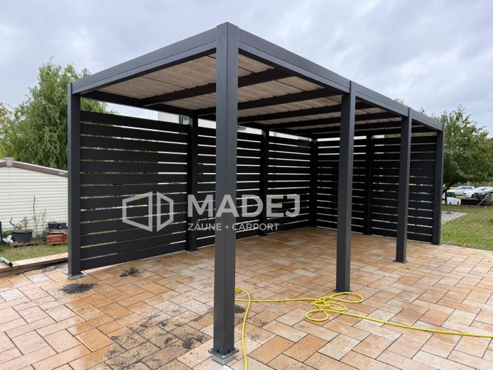 Single carport made of aluminum with LED lighting 3m x 6m